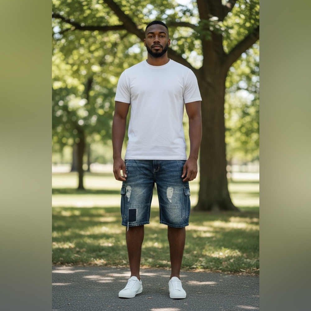 Ecko Unlimited Blue Distressed Jean Shorts